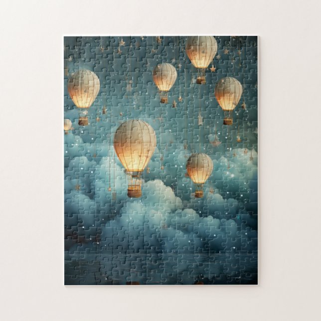 Ehtereal Watercolor Hot Air Balloons Puzzle (Vertikal)