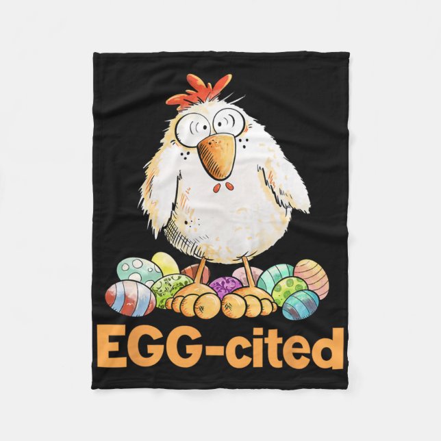 Ei-Aufgeregtes Lustiges Osterhuhn-Design  Fleecedecke (Vorderseite)