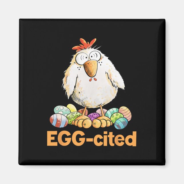 Ei-Aufregendes Lustiges Osterhuhn-Design  Magnet (Vorne)
