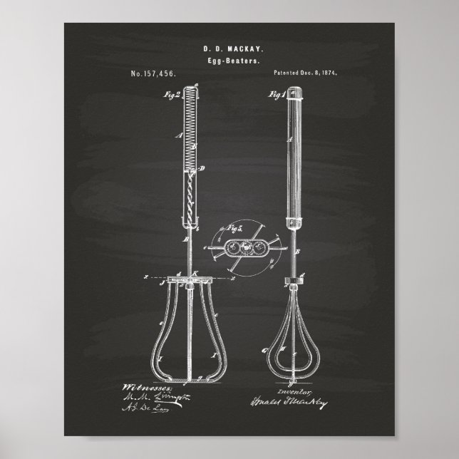 Ei Beaters 1874 Patent Art - Chalkboard Poster (Vorne)