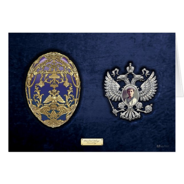Ei Faberge Tsarevich mit Überraschung auf blauem (Vorderseite (Horizontal))