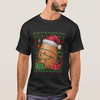 Ei Fast Food Xmas Lights Ugly Weihnachtsmannmütze  T-Shirt