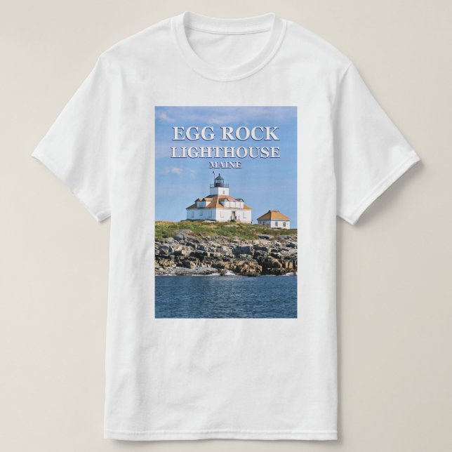 Ei-Felsen-Leuchtturm, Bar-Hafen-Maine-T - Shirt (Design vorne)