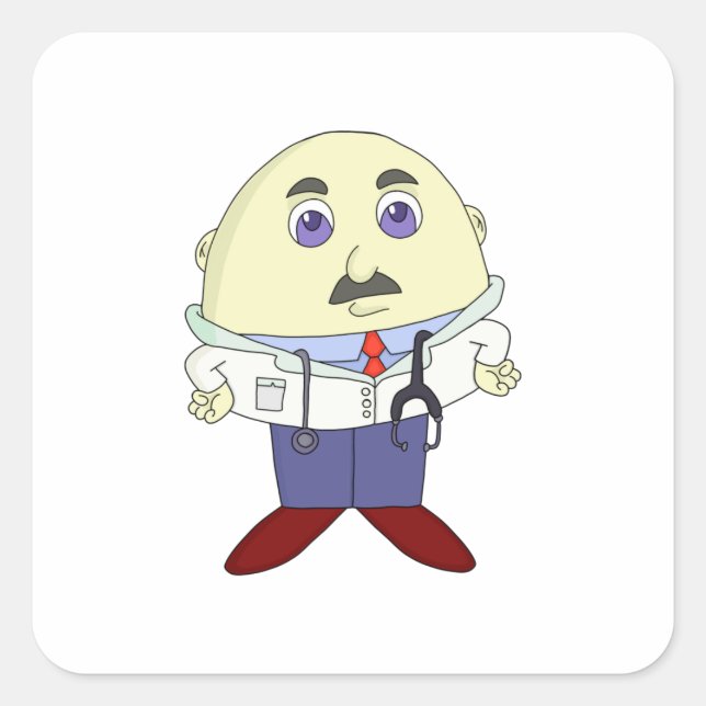 Ei Head Doctor Quadratischer Aufkleber (Vorderseite)