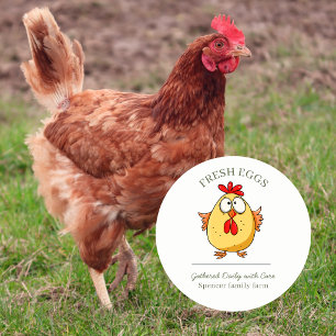 Ei Huhn Cartoon benutzerdefinierte Eierschachtel Runder Aufkleber