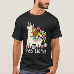 Ei Hunt No Prob Llama Bunny Sloth Riding Llama Ea T-Shirt