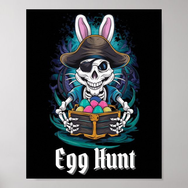 Ei Hunt Skeleton Bunny Pirate Rabbit Boys Oster Poster (Vorne)