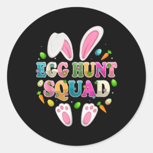 Ei Hunt Squad Bunny Happy Ostertag Runder Aufkleber