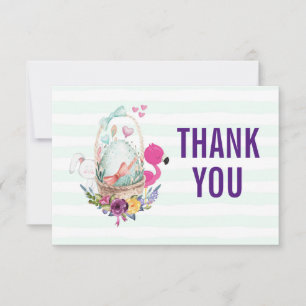 Ei in einem Korb mit Flamingo und Bunny Danke Einladung