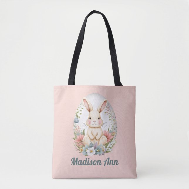Ei Jagen Personalisiert Ostern Bunny Kids Tote Tas (Vorderseite)