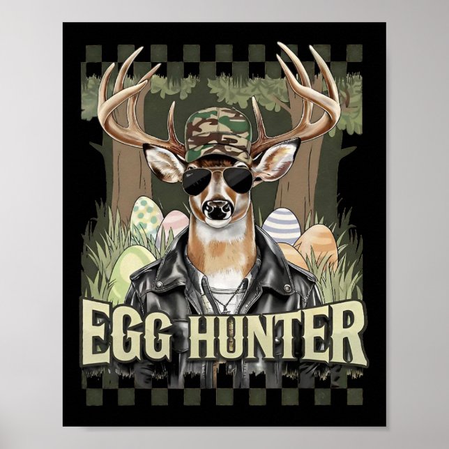 Ei Jäger Hirsch Bock Byckward Kappe Hirschjagd Ost Poster (Vorne)