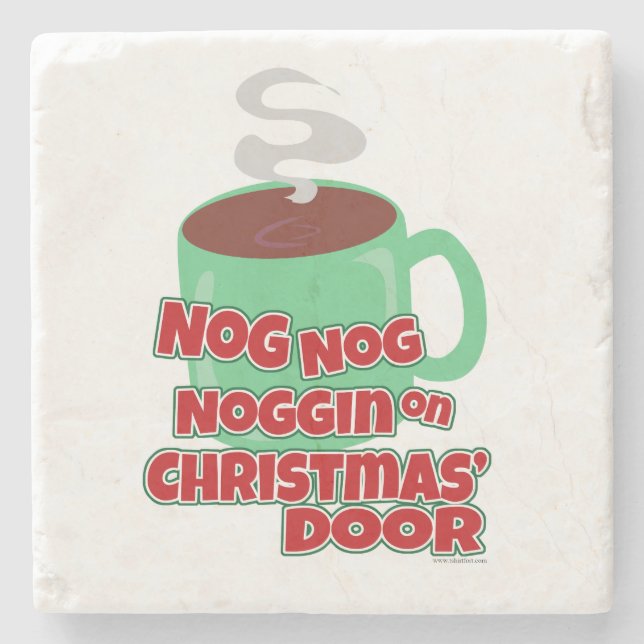 Ei Noggin auf Weihnachtstür Steinuntersetzer (Vorderseite)