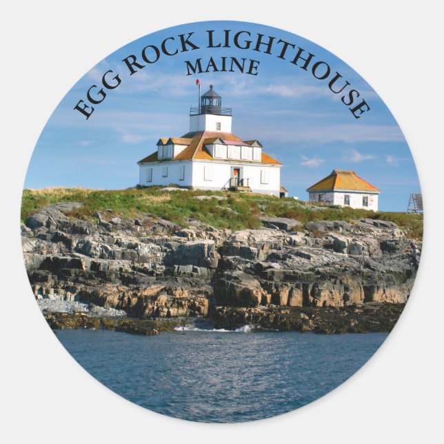 Ei Rock Lighthouse, Maine Round Stickers (Vorderseite)
