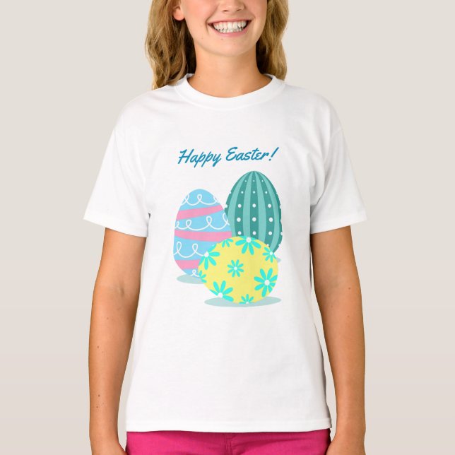 Ei-Rüsche-T - Shirt Mädchen-glücklicher Ostern (Vorderseite)
