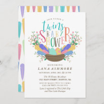 Ei u. bunte Feder-Zwillings-Babyparty