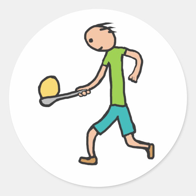 Ei-und Löffel-Rennen Runder Aufkleber (Vorderseite)