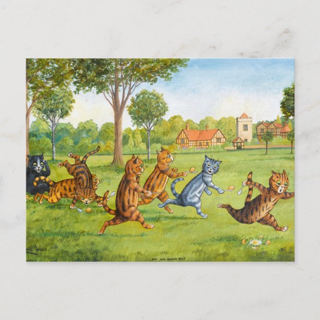 Ei und Spoon Race von Louis Wain Postkarte (Vorderseite)