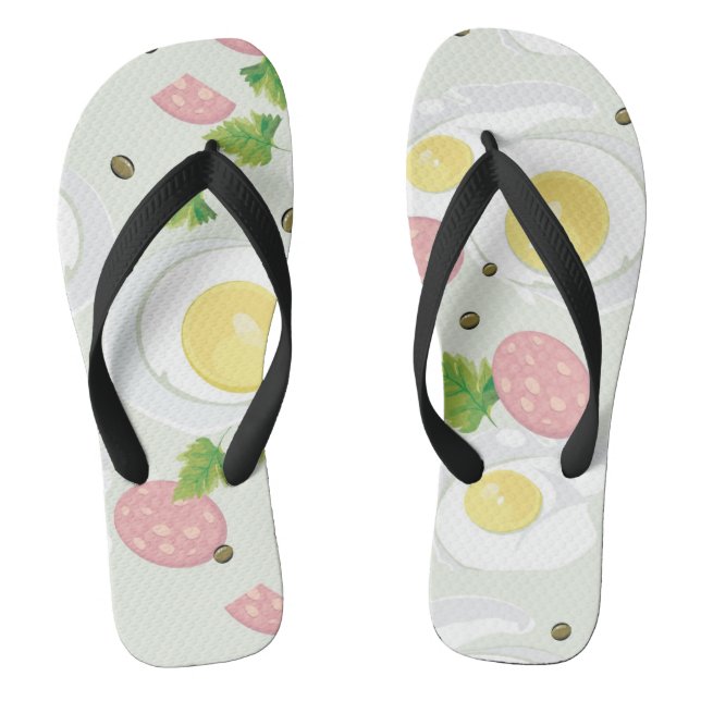 Ei-und Wurst-Muster Flip Flops (Fußbett)