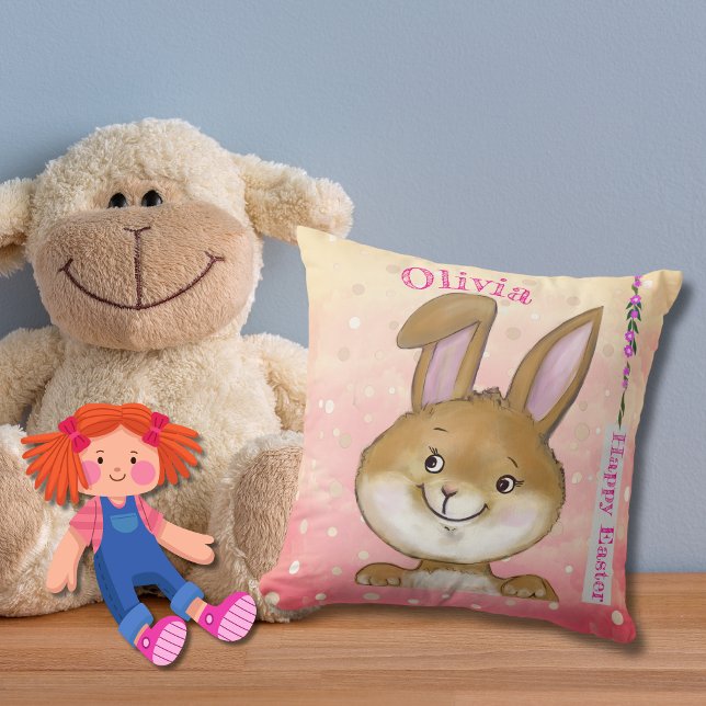 Ei zitierend Ei Jagd Kinder rosa Kissen ( Egg-citing Egg Hunt Kids Pink Throw Pillow )