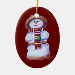 Eibisch-Schneemann-frohe Weihnachten Keramikornament
