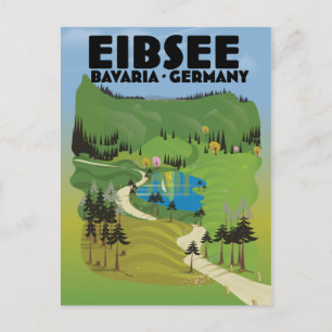 Eibsee Deutschland Reiseplakat. Postkarte