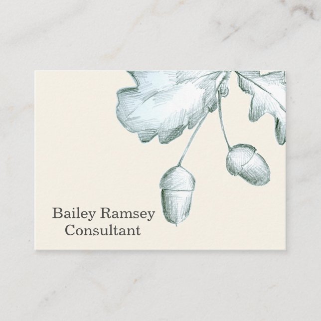 Eiche Blätter Acorns Botanischer Stift Zeichnend Visitenkarte (Vorderseite)