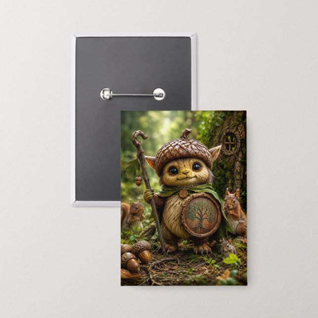 Eichelhüter Süßes Waldmonster Button (Vorderseite/Rückseite)