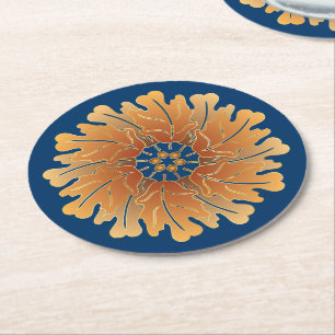 Eichen-Blatt-und Eichel-Rosette Runder Pappuntersetzer