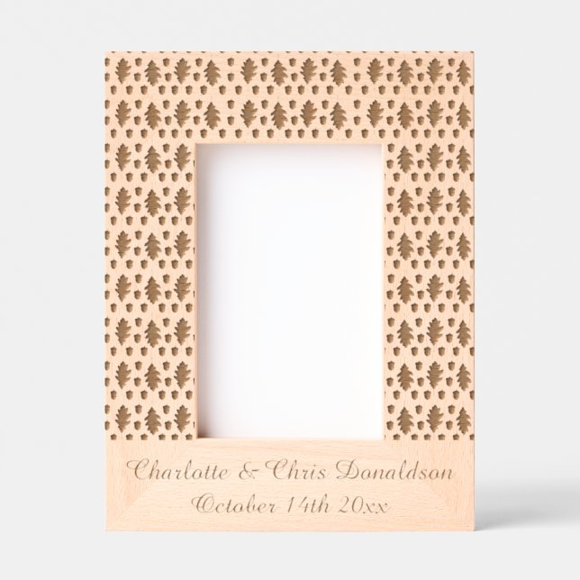 Eichen Blätter und Acorns Herbsthochzeit maßgeschn Geätzte Rahmen (Vorderseite)