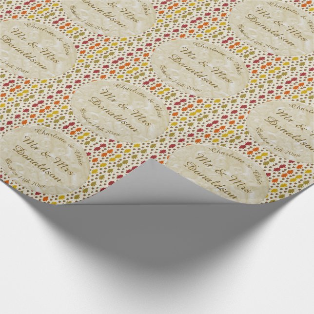 Eichen Blätter und Acorns Herbsthochzeit maßgeschn Geschenkpapier (Ecke)