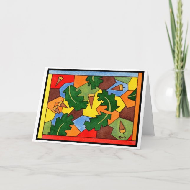 Eichen-Eicheln und Blätter Karte (Vorderseite)