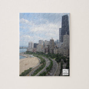 Eichen-Straßen-Strand-Chicago-Puzzlespiel Puzzle