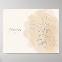 Eichen- und Eicheln-Botanik-Kunstprint | Oktober