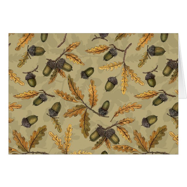 Eichen und Eichen-Blätter auf Ekru (Vorderseite (Horizontal))