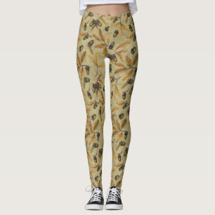 Eichen und Eichen-Blätter auf Ekru Leggings