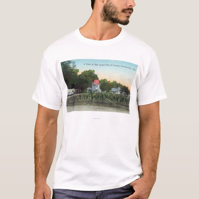 Eichen-Waldungs-Landhaus SceneEl Verano, CA T-Shirt (Vorderseite)