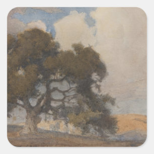 Eichenbaum (1910) - Majestic Vintag Watercolor Quadratischer Aufkleber