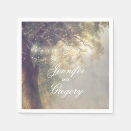 Eichenbaum und Streichellichter Rustikale Gartenho Serviette