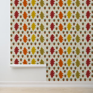 Eichenbäume Blätter und Acorns Herbst Gemustert Tapete