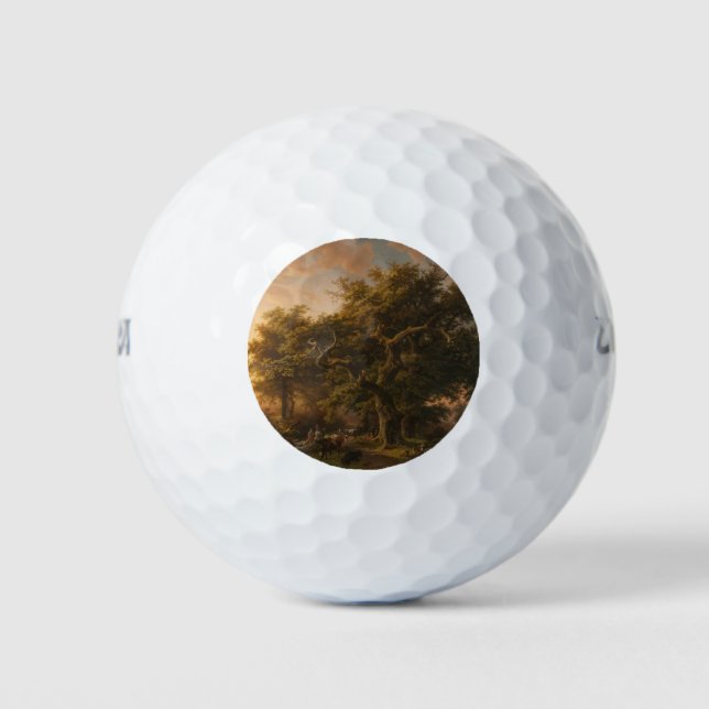 Eichenbäume in einer Waldlandschaft (Waldlandschaf Golfball (Vorderseite)