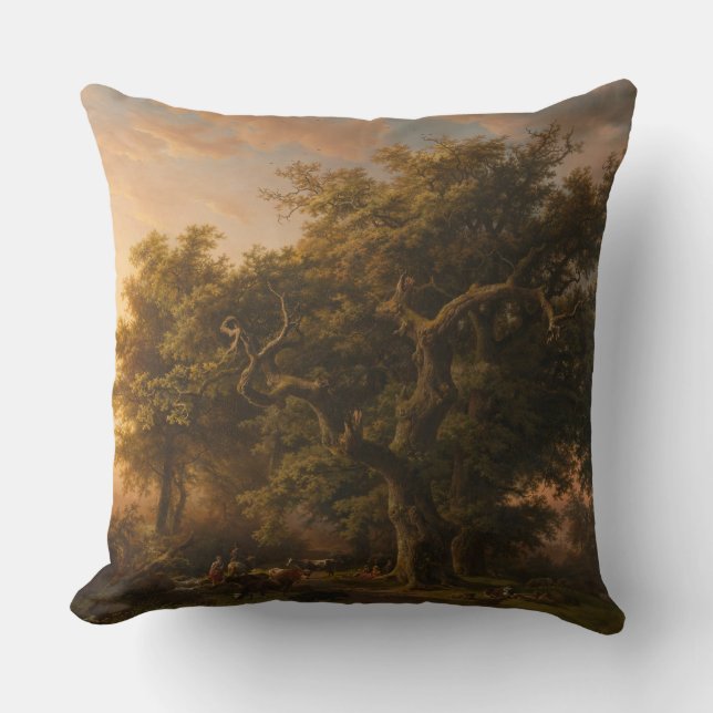 Eichenbäume in einer Waldlandschaft (Waldlandschaf Kissen (Vorderseite)