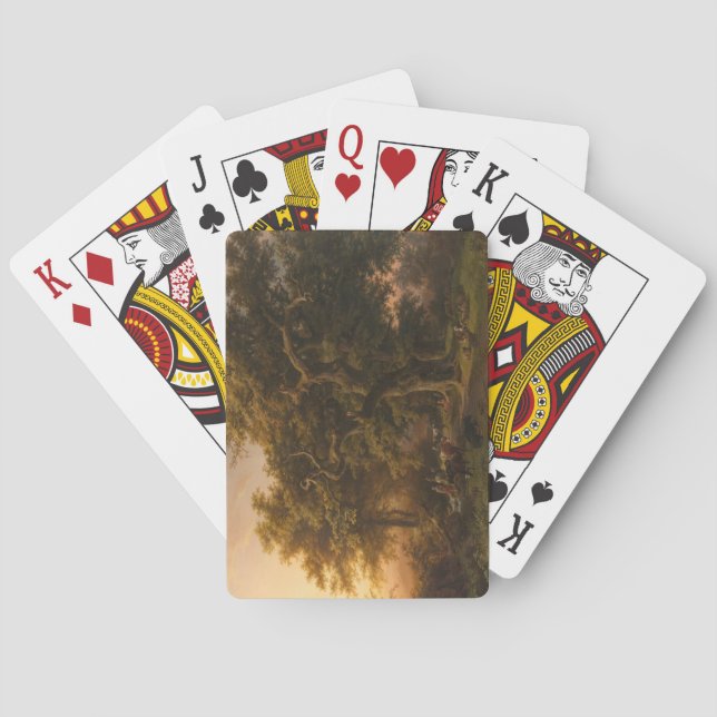 Eichenbäume in einer Waldlandschaft (Waldlandschaf Spielkarten (Rückseite)