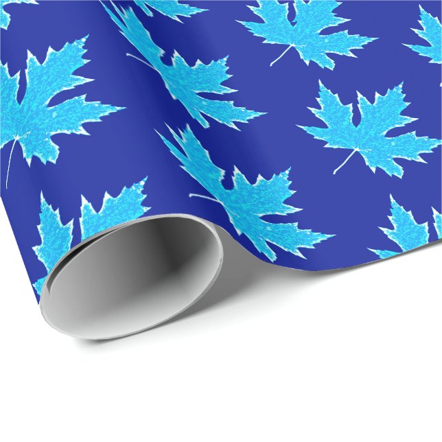 Eichenblatt - Eisblau und weiß Geschenkpapier (Rolleneckpunkt)