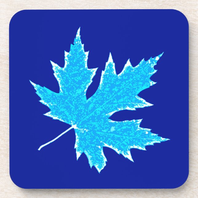 Eichenblatt - Eisblau und -WEISS Getränkeuntersetzer (Vorderseite)
