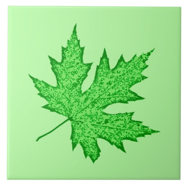 Eichenblatt - grüne Farbtöne Fliese (Vorderseite)