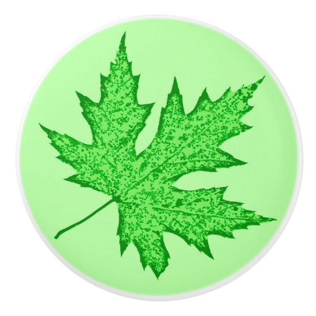 Eichenblatt - grüne Farbtöne Keramikknauf (Vorderseite)