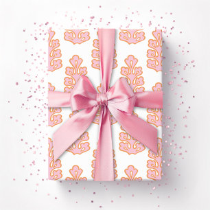 Eichenblatt in Rosa und Orange Geschenkpapier