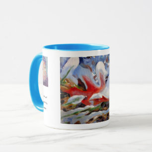 Eichenblatt-Malerei auf gefrorenem Hintergrund / K Tasse