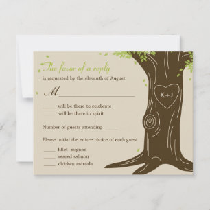 Eichenhochzeit-RSVP-Karte mit Menüauswahl RSVP Karte