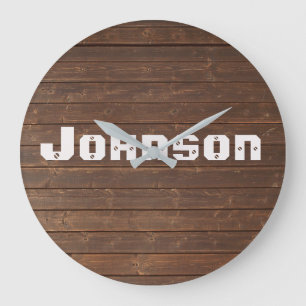 Eichenholz mit Familienname Große Wanduhr